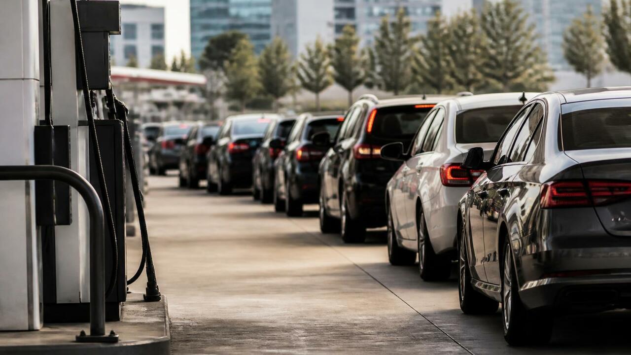 В Воронеже водители стоят в очередях на АЗС из-...